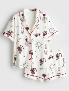 Women’s Pajama Set, Vino Before Vows Print, Bachelorette Wine Theme PJs, Short Sleeve Bridal Shower Pajamas, Wedding Party Gift
