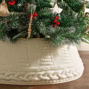 Adjustable Knit Christmas Gift Basket Tree Skirt for Home and Wall Decor