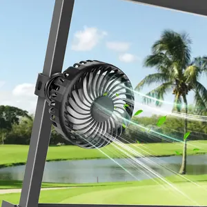Rechargeable Golf Cart Fan, 3 Speed Settings, 360° Rotation, Portable 4000mAh Battery Cooling Fan for EZGO, Club Car, Yamaha, Forklifts, Lawn Mowers, Fits 0.5"-1.5" Bars