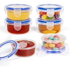 Small Containers with , [6 Pack] 3.5 oz  Plastic Jars for Snack and Puree, Salad Dressing Container to Go, Small Condiment Containers for -the-Go Meals, Sauce Containers,