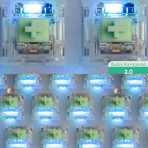 GATERON Baby Kangaroo 2.0 Keyboard Switches, Heavy Tactile RGB LED 5 Pin Green 22mm Dual-Stage Spring Factory Pre-lubed 59gf Key Switches for MX Mechanical Keyboard(35PCS)