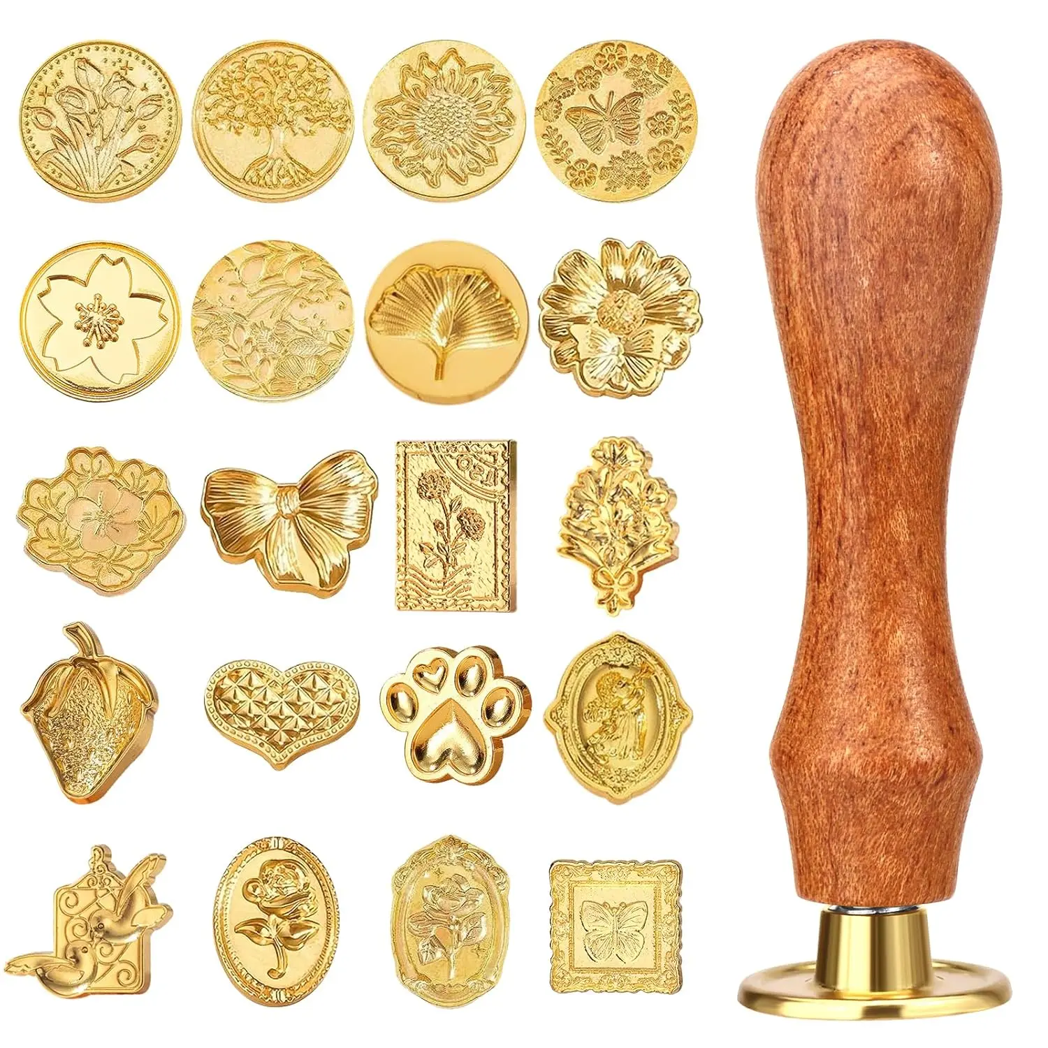 Wax Seal  Kit, 21 count  Wax  Seal, Classic Sealing Wax   with Wooden Handle for Party Wedding Invitation Cards Envelopes  Wrapping Letter (20 Patterns)