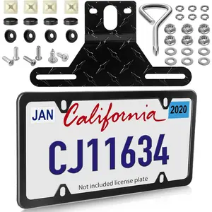 Trailer License Plate Bracket Holder Frame Kit for Boat ATV UTV RVs Trucks Utility Trailer, Universal Stainless Steel Car Tag Frame Trailer Light Bracket with Mounting Hardwares