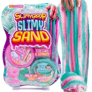 Twist Teal/Pink Scented Stretchy Cloud Slime, Cotton Candy & Watermelon, Stretchable Moldable Play Sand, 10oz, Great for Tactile Fun