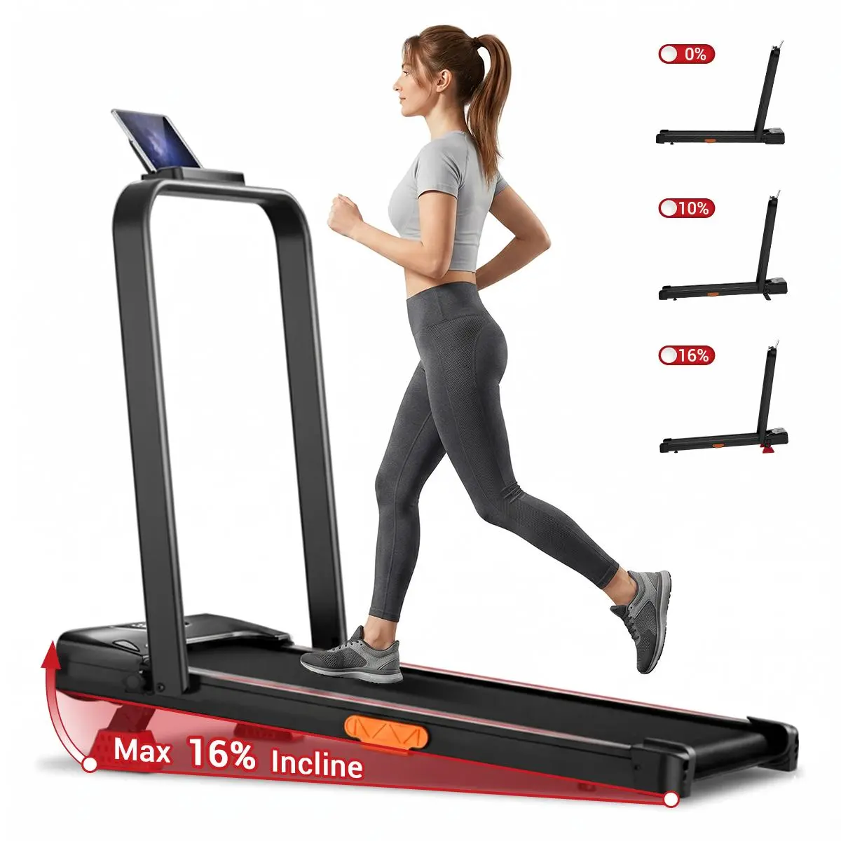 Umay walking pad Folding Walking treadmill for Home/Office, 16% Incline, Handrails, 300 lbs Capacity indoor walking machine  summerwins tiktokshopbacktoschool Portable Walking Pad Foldable Walking Treadmill