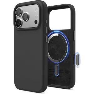 for iPhone 17 Pro Case, Premium Magnetic Silicone Case, Compatible with MagSafe, Liquid Silicone Material, Protective Cover, Shockproof, Slim Phone, 6.3 inch (Black)