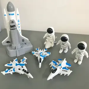 Space Station Rocket Ship Kit, STEM Creative Building Blocks, Manual Launch Spacecraft Toy, Educational Gift for Kids Boys Girls, Home Display Decoration Model