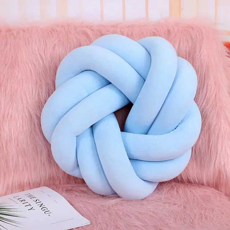 Round Knot Pillow, Handmade Woven Cushion
