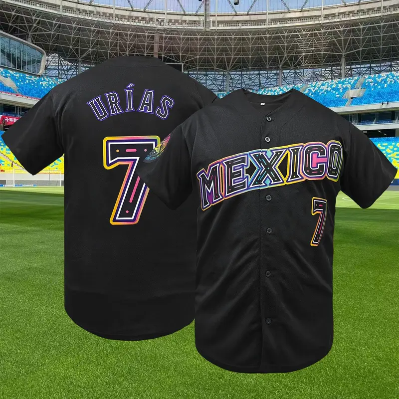 Mexico # #56 Stitched Loose Fit Western Baseball Jersey, Breathable Embroidered Sports Shirt, Unisex All-Season Wear, Casual Outdoor Sportswear, Casual Sporty Top, Sports Top, Active Top, Sportswear Clothing, Sportswear Clothes