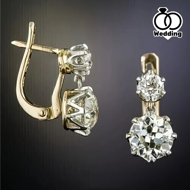Women's Vintage Boho 3ct 8mm Round Cut Moissanite Stud Earrings, Gold-Plated 925 Sterling Silver with Screw Backs & Metal Coating, Mother's Day Gift, Daily Accessory, Vintage Boho Earrings