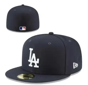 Black LA Dodgers New Era 59FIFTY Fitted Baseball Cap – Flat Brim Baseball Hat, White Embroidered LA Logo, Premium MLB Streetwear Style