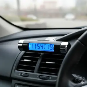 Large Digital Dashboard Thermometer & Clock for Cars - LCD Display, Accurate Temperature Monitor, Easy Clip Mount Interior Accessory Gadgets