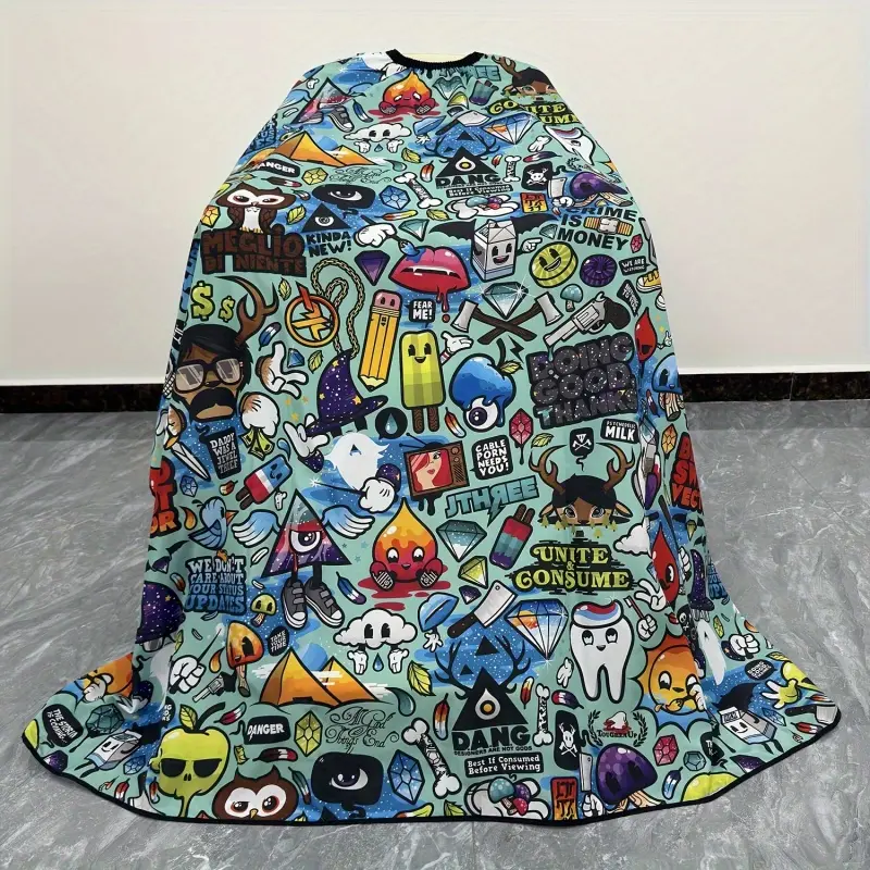 Hair Cutting Cape, Barber Apron, Hair Cutting Accessories For Haircuts, Large Anti-Static, Non-Stick, Durable Polyester Cloak With Skulls, Stars For Styling Fun, Barber Supplies, Salon Supplies