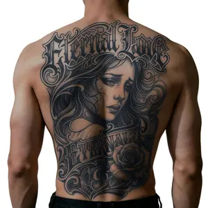 Melancholy Queen Rose Full Back Tattoo Waterproof Temporary Tattoo Patch Magic Tattoo Lasts 7-15 Days Herbal Juice Semi Permanent Tattoo Large Pattern Simulation Tattoo