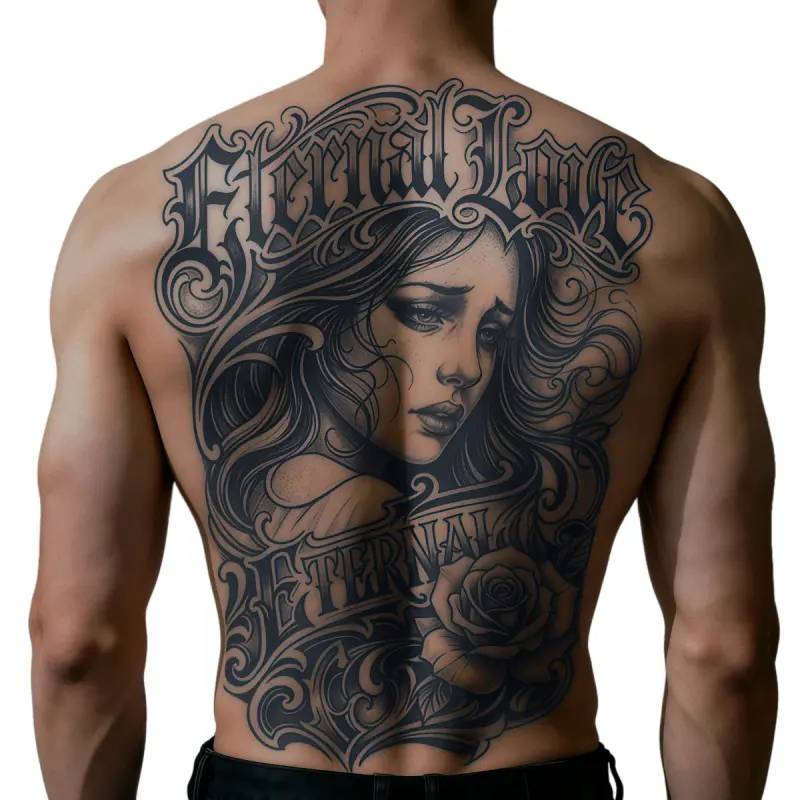 Melancholy Queen Rose Full Back Tattoo Waterproof Temporary Tattoo Patch Magic Tattoo Lasts 7-15 Days Herbal Juice Semi Permanent Tattoo Large Pattern Simulation Tattoo Temporary Fake Tattoos Fake Tattoo Tattoo Stickers