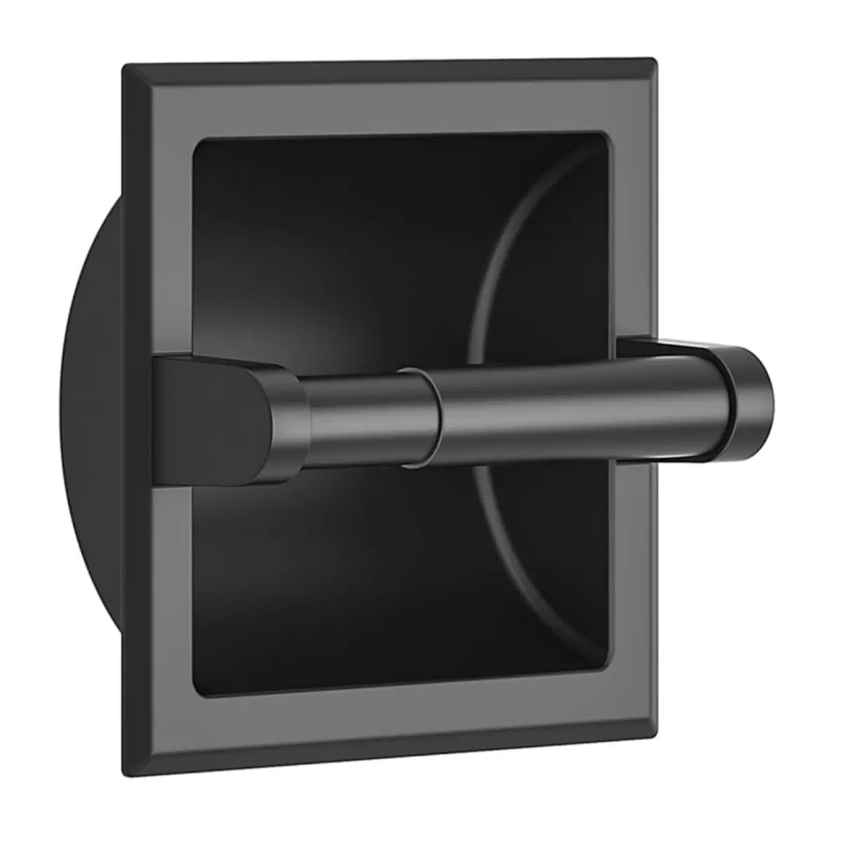 FORIOUS Classic Matte Black Durable Stainless Steel Wall-Hanging Toilet Paper Holder - Bathroom Space Saver Decor Fixture Accessory with 5.2-Inch Square Hole Mounting Bracket homeessentials