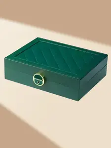Single Layer Rhombus PU Leather Jewelry Storage Box, Display Box, Earrings Rings Bracelets Necklaces Organizer, Elegant and Practical Design