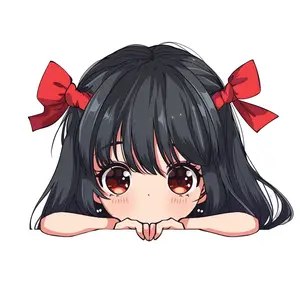 Peeking Anime Girl with Red Ties Car Decal, Kawaii Cute Waterproof Stickers for Car, Truck, SUV, Motocycle, Bike, Car Accessories for DIY Peel and Stick, Window, Laptop