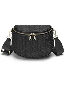 Women Woven Crossbody Bag, Vegan Leather Checkered Design, Belt Style Handbag & Shoulder Bum Bags, Ideal for Everyday Use  messenger bag western tabby indamcan ploshie, Faux Leather Crossbody, Crossbody Chest Bag