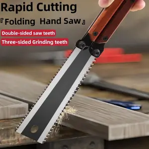 [Durable, Multi-Functional Saw] 1pc Multi-Functional SK5 Steel Folding Saw - Durable Double-Edge Hand Saw for Woodworking, Ergonomic Handle with Safety Lock, Portable Design, Hand Tools