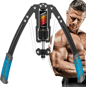 Hydraulic arm trainer with counter, strength chest trainer, adjustable chest trainer, 10-200kg hydraulic arm trainer, micro-bounce, triangular structure - suitable for training chest, shoulder, back and arm muscles at home