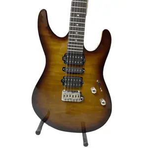 Flame Wood Plywood Finish Electric Guitar - Solid Body - 24 Frets - Rosewood Fingerboard - HSH Pickups - Shipped from US Warehouse