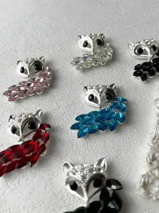 Wholesale Alloy Rhinestone Fox Charm Accessories DIY Semi-Finished Random Colors 10pcs Set
