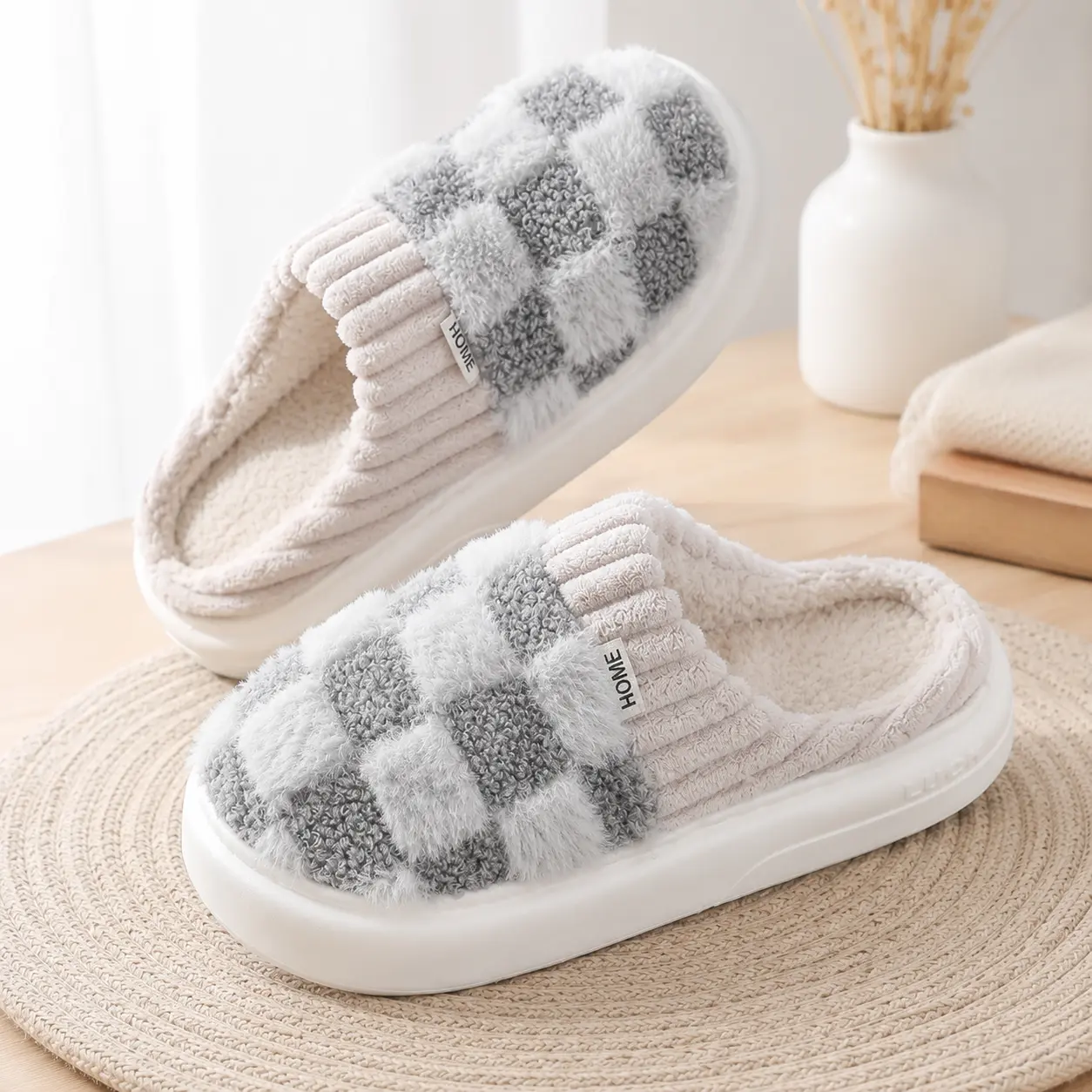 Women's Soft Cotton Slippers - Anti-Slip, Cashmere-Warm, Cute Fluffy Indoor Shoes, Slide Mop Footwear for Home Use, Shoe, Slippers For Women