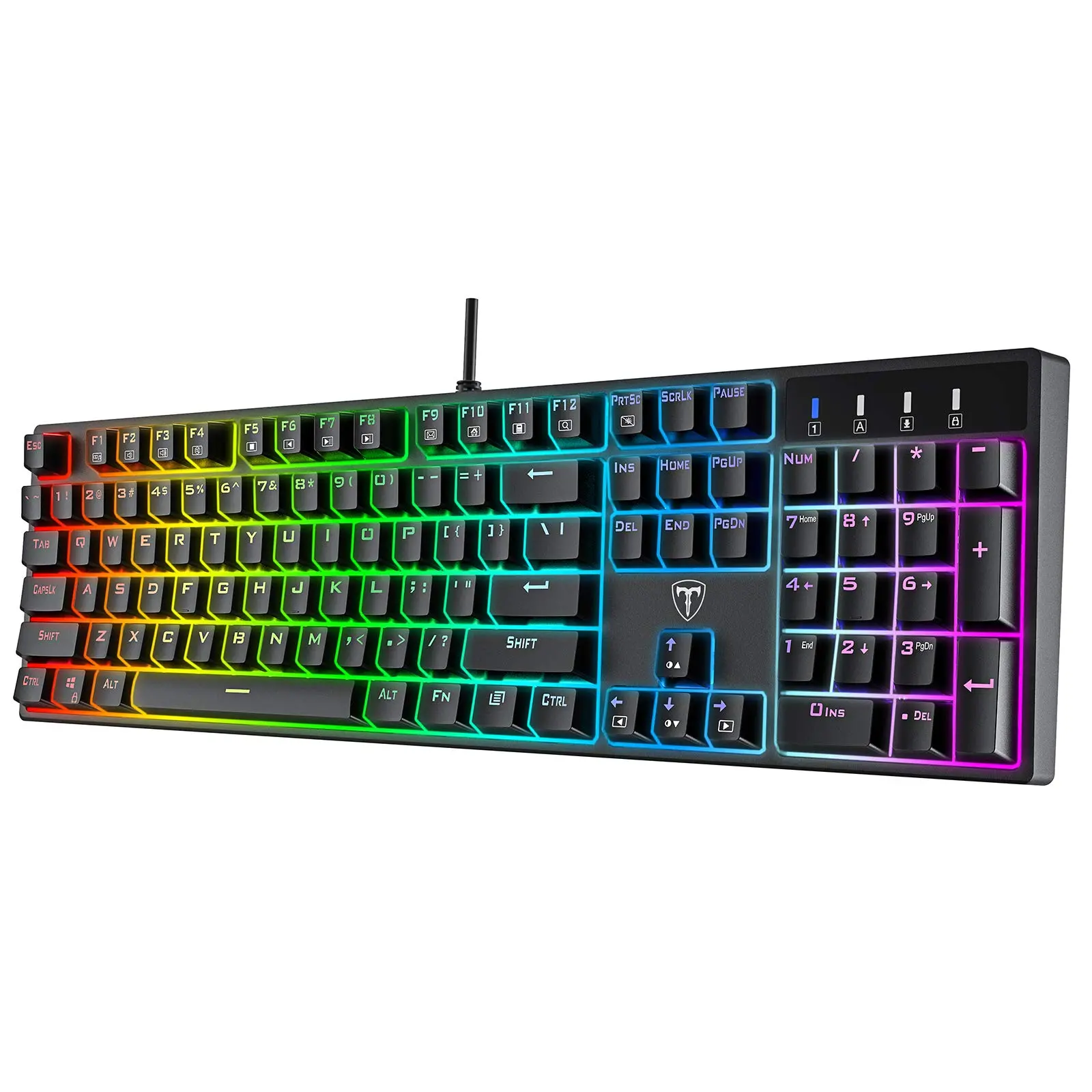Mechanical Gaming  Blue Usb Wired 20 Rgb Light Up Backlit Modes 104 Key Full Size Clicky Keyboards Anti-ghosting/spill-resistant Rainbow Ledkeyboards For Pc(black)