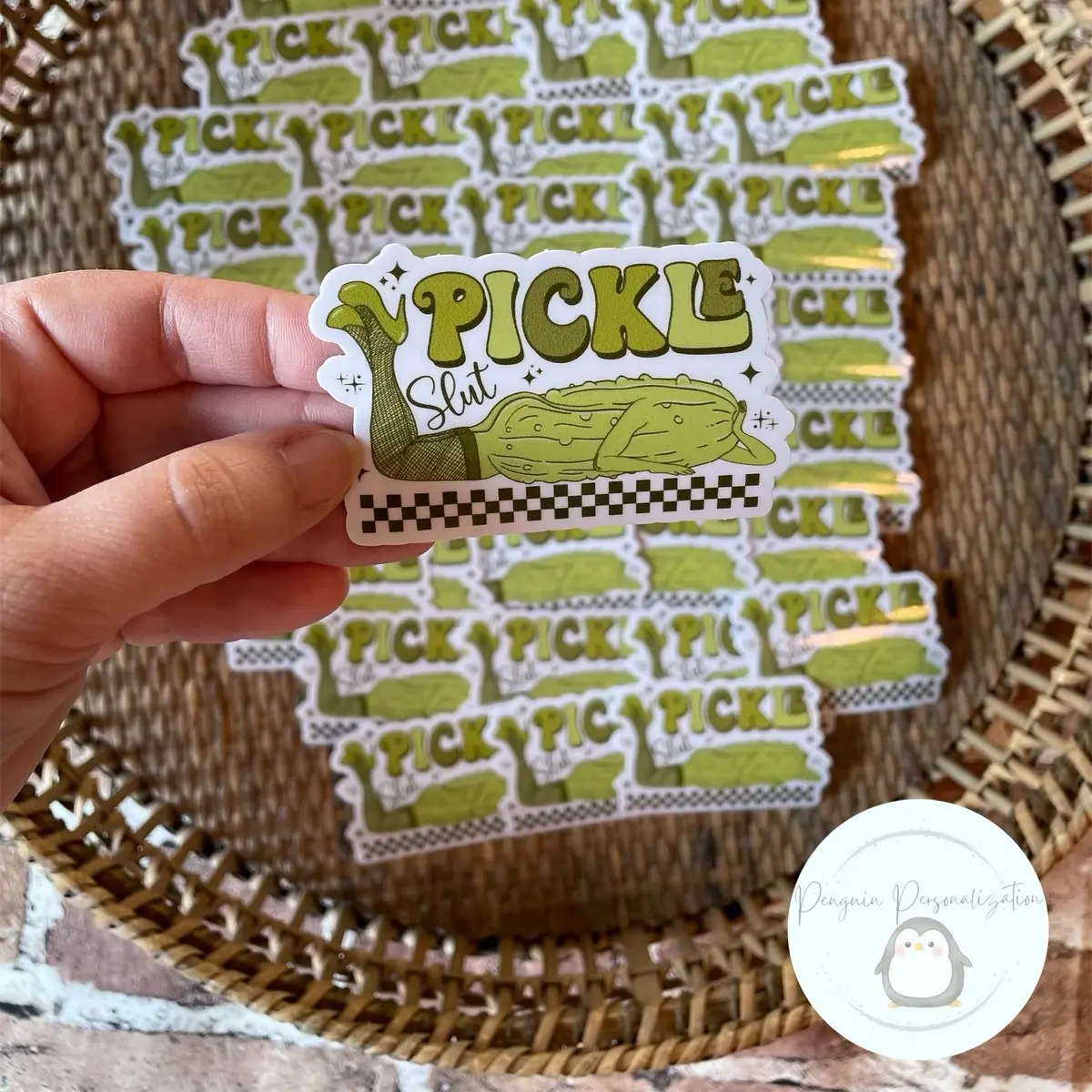 Pickle Slut Waterproof Sticker - High Quality Vinyl, Dishwasher Safe, Scratch Resistant, Ideal for Laptops, Monitors, Tablets, & More
