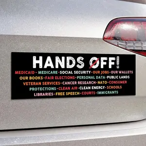 Hands Off Car Magnet, Political Bumper Sticker, Protest Sticker, Liberal Car Magnet, Democrat Car Decal, Anti Fascism Stickers, Human Rights