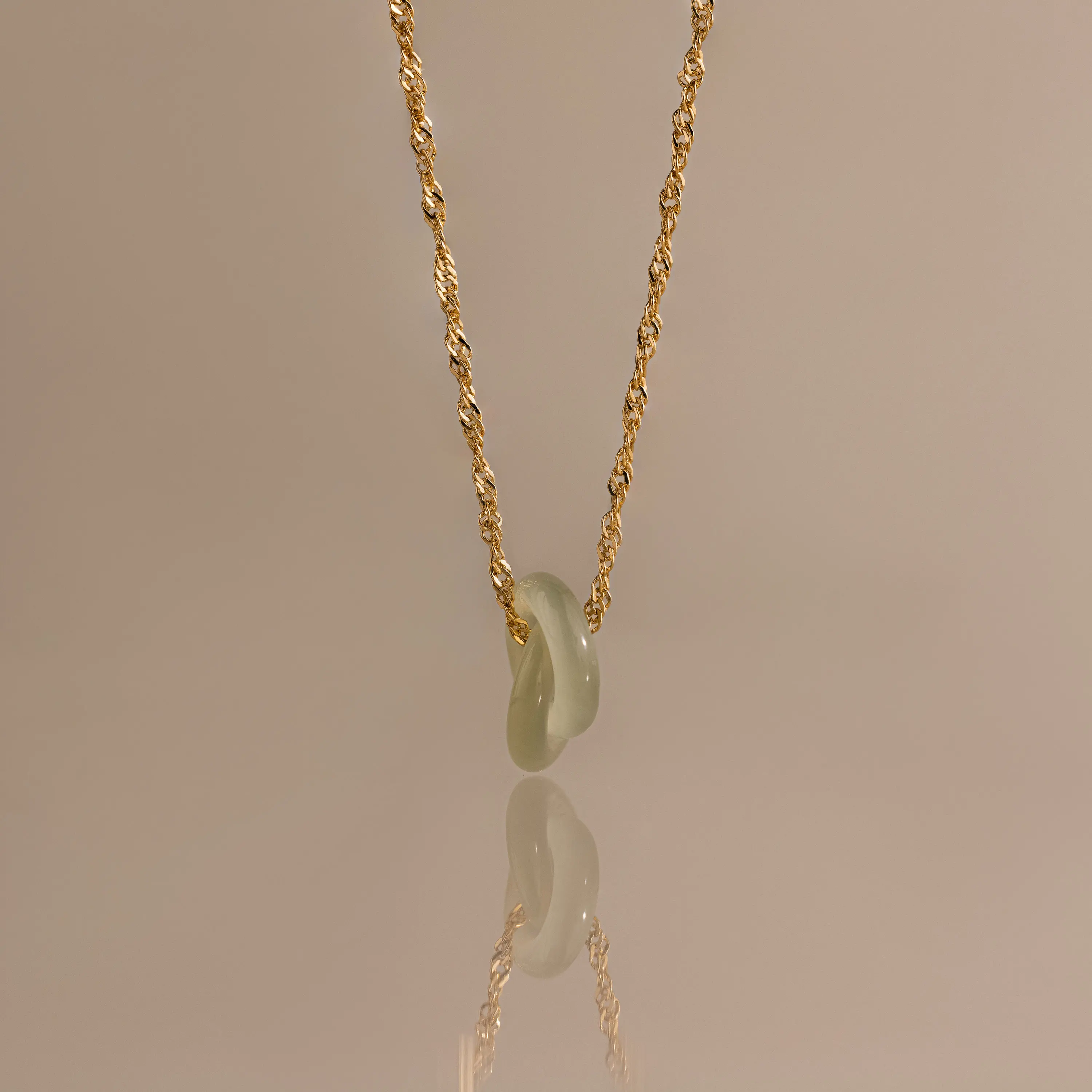 Interlocking Jade Circle Necklace by Caitlyn Minimalist - Green Gemstone Linked Pendant Necklace - Jade Jewelry - Best Friend Gift