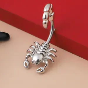 Navel Decoration Stainless Steel Rod Scorpion Belly Button Ring Anti-allergic Wear Scorpion Belly Button Nails Upside Down
