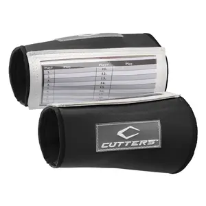 Cutters Triple Playmaker Wristcoach - Black for Receivers, Quarterbacks & Linemen - with 3 Windows for Easy Reference - Machine Washable