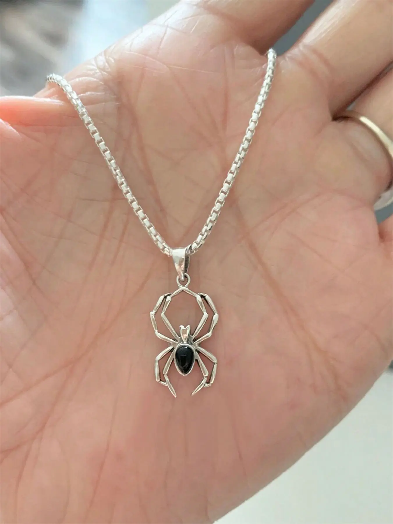 1 PC Charm Cubic Zirconia Spider Necklace Pendant Chain For Women Halloween Jewelry Animal Pendant Cubic Zirconia Necklaces