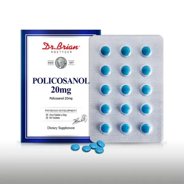 Dr. Brian Policosanol 20mg Vegetable Tablets - Natural Daily Supplemental Nutrition Support for Heart & Cholesterol Health, Vegan, Gluten-Free, Dairy-Free (90 Count), Healthcare