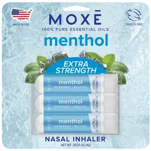 MOXĒ Extra Strength Menthol Nasal Inhaler | Powerful Cooling Menthol for Sinus Relief & Clear Breathing | Made in The USA | Maximum Strength Aromatherapy for Instant Refreshment