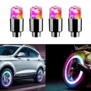 4Pcs LED Wheel Lights Tire Valve Cap Light Waterproof LED Flashing Light for Car Bike Motorcycle Trucks (Mixed Colors)