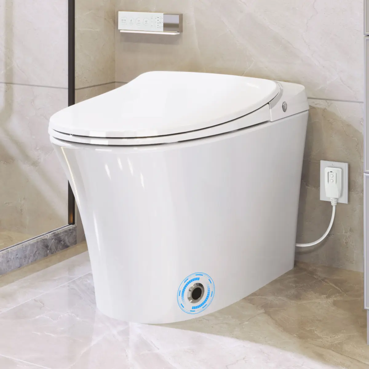 [Bellemave] Luxury Smart Bidet Toilet| Elongated Heated Seat| Warm Water & Dryer| LED Night Light| Power Outage Flush| Remote & Knob Control