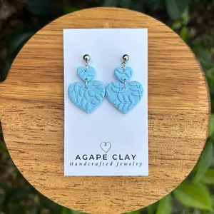 Blue Heart Polymer Clay Earrings for Valentine’s Day