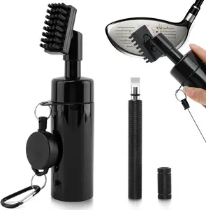 Golf Club Cleaner Set:Golf Groove Sharpener Tool Golfs Club Brush with Retainer Clip and Squeeze Water Bottle,Holds 5 Ounces of Water,Essentials Golfs Accessories