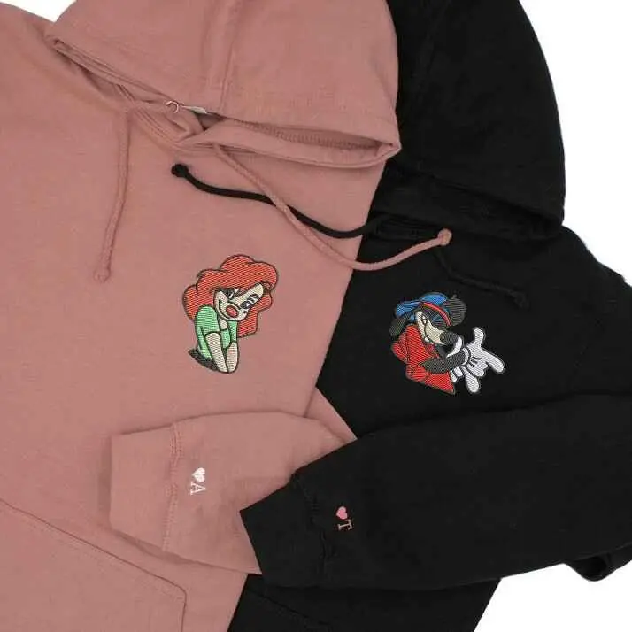 Max n Rox Cartoon Couple Hoodies - Custom Embroidered Matching Sweatshirts For Partners