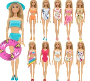 Fashion Doll Swimsuit, lifesaver, pink sunglasses, and a pair of shoes