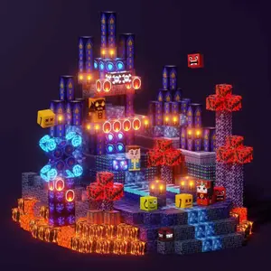 Blue Castle 200/150/100 Piece Glow Magnetic Tiles, Hot Stem Montessori Toy (3+), Sensory Learning Building Blocks, Boy Girl Christmas Birthday Gift
