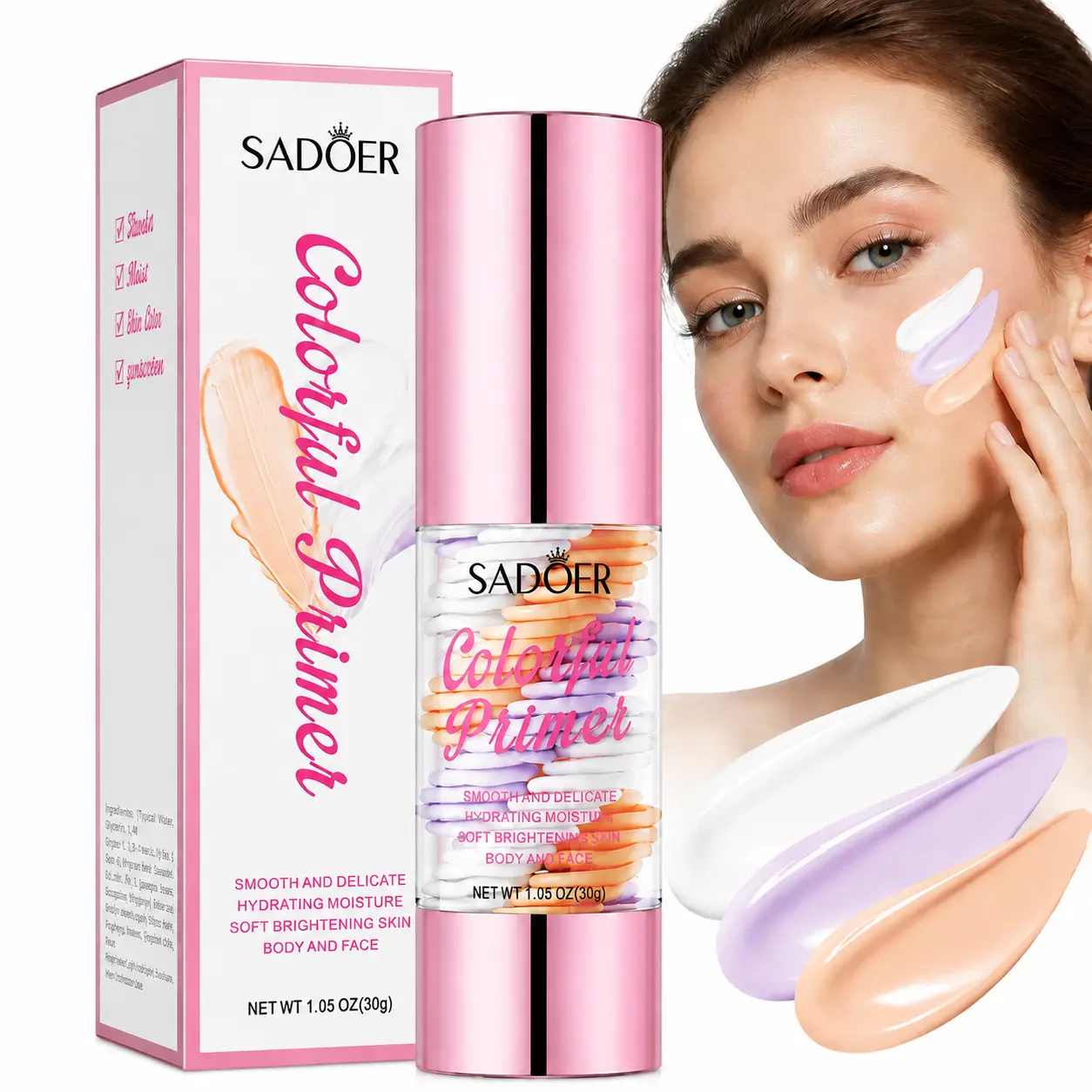 3 In 1 Primer for Face Before Makeup, Broad Spectrum SPF 50 PA+++, Sunscreen Isolation Cream, One Step Color Corrector Primer, Blurs Facial Serum Oil Control & Moisturizing Skin Tone Correcting, Radiance Skin