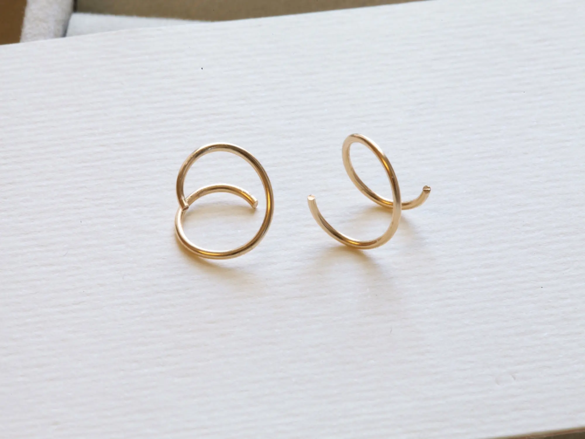 Gold Double Hoop Twist Earrings by Ori • 14k Goldfill Spiral Wire Twirl Hoops • Swirl Double Loop Helix Stud • Single Piercing Double Huggie