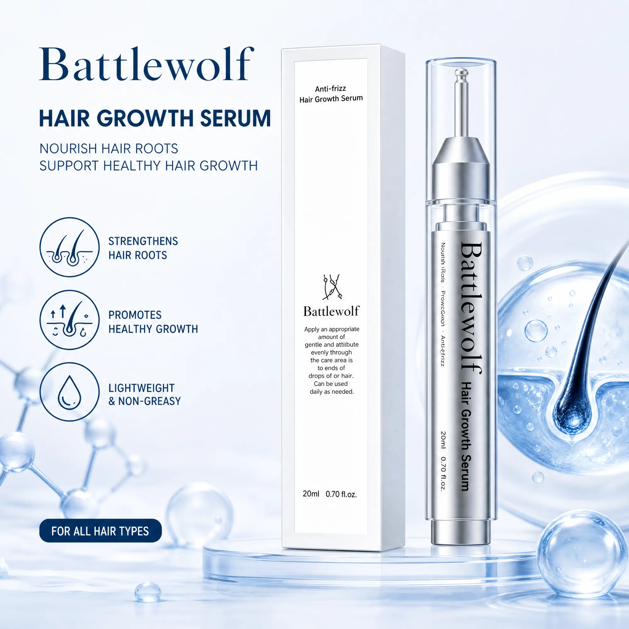 BATTLEWOLF Hair care essence 20ML Anti-hair loss Hair care l Scalp care, anti-hair loss | Strengthen hair roots | Nourish hair | Scalp care | Natural organic ingredients | Hair growth essence | Suitable for men and women oil | Rosemary