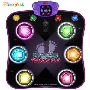 flooyes Dance Mat Toys for 3-12 Year Old Kids Electronic Dance Pad with Light-up 6-Button Wireless Bluetooth 5 Game Modes Birthday Gifts Fun Christmas Gift for Girls Interactive LED Design Non-Slip Durable Material