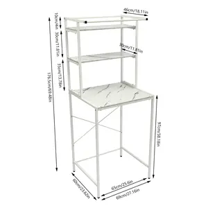 White Washer and Dryer Storage Shelf, Bathroom Space Saving Organizer Rack, Space Saver Standing Rack