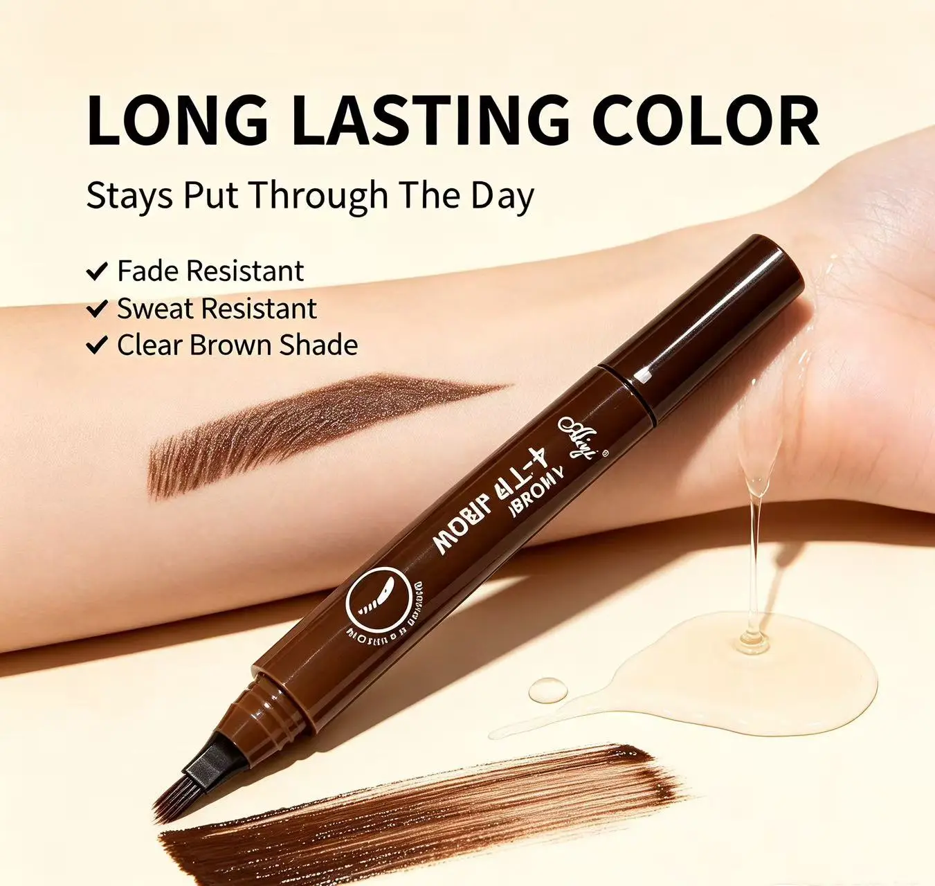 4-Tip Microblading Eyebrow Makeup Pen - Waterproof, Smudge-Proof, Powder-Infused, Creates Natural Hair-Like Brows & Natural Look for Beginners